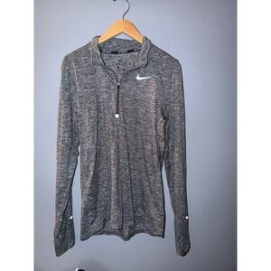 Nike Dri Fit Running Pullover Gray Heather Quarter Zip Long Sleeve Athletic